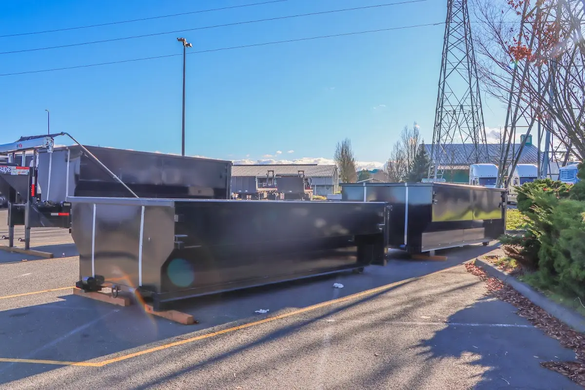 Roll-off dumpster ready for waste disposal at job site for 8 Yard Dumpster Rental in Wesley Hills